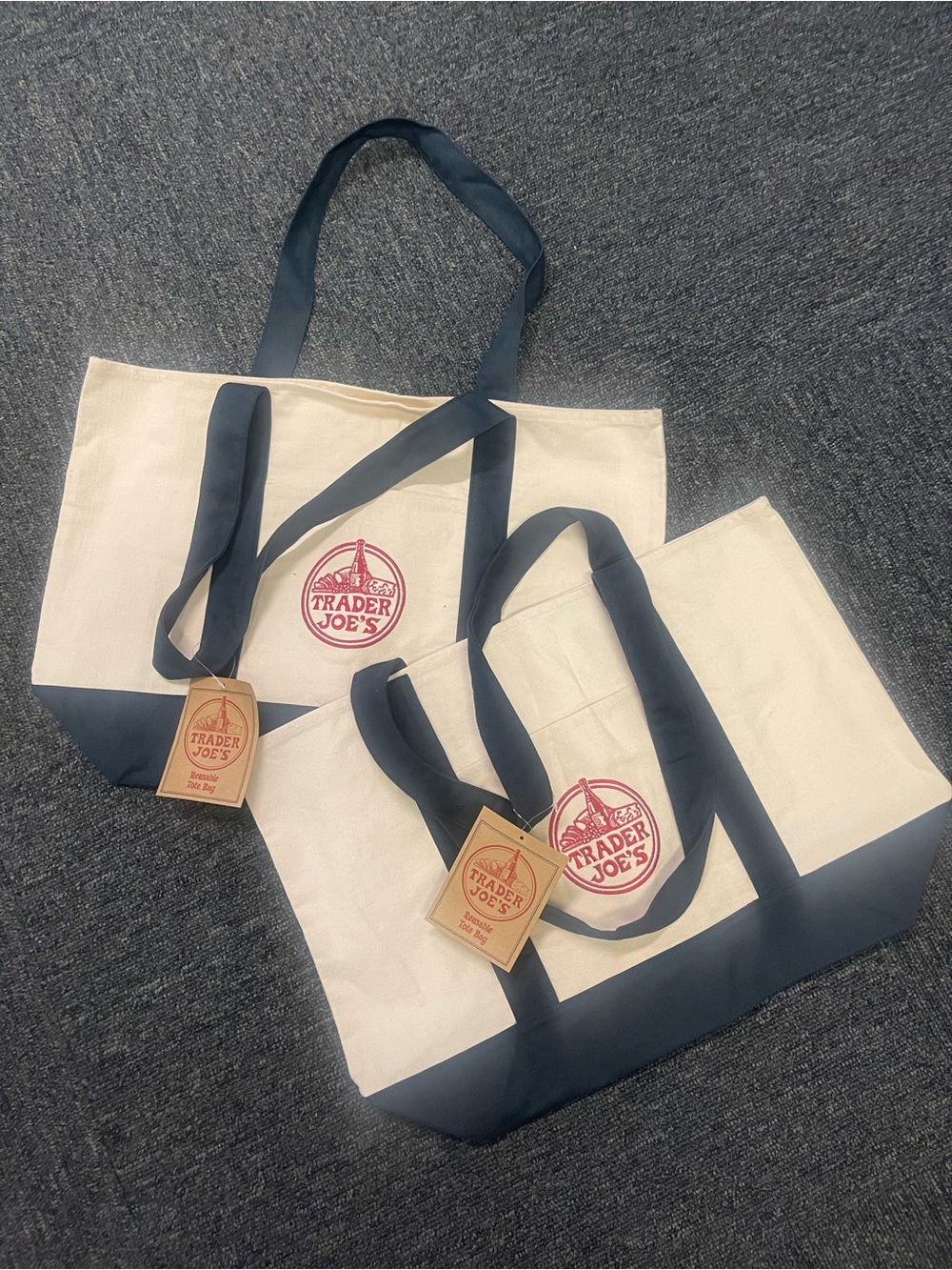 Trader Joe's Navy & Cream Canvas Tote Bag